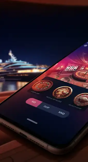 Winorama Casino mobile App-Oberfläche mit farbenfrohen Spielautomaten und Bonusbenachrichtigungen auf einem Smartphone